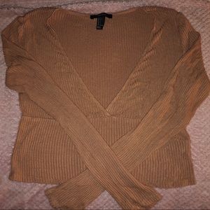 Tan open front long sleeve
